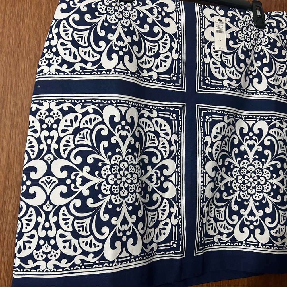 Talbots Navy and White Skirt